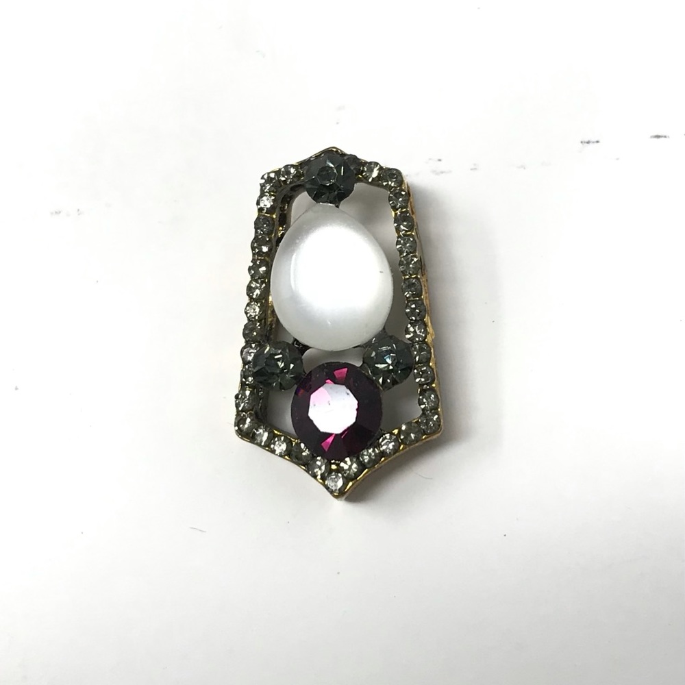Pendant Gold Metal Moonstone Faceted Ameythst